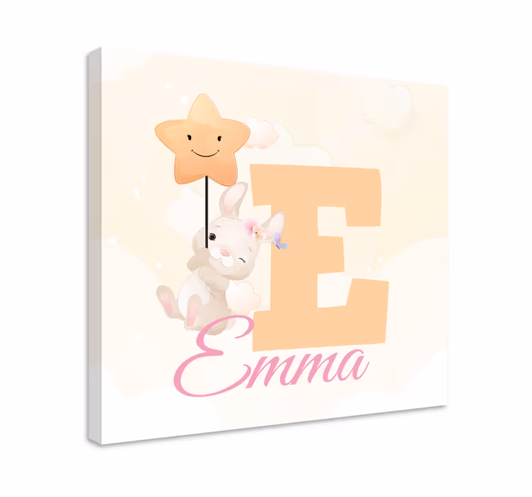 Tableau pour chambre enfant Lapin d'animaux mignons avec nom - TenStickers