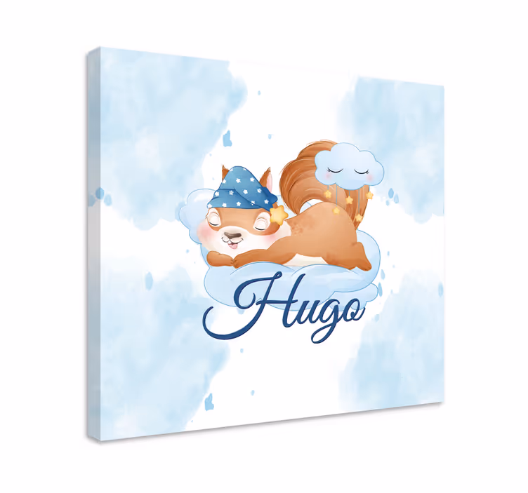 Tableau pour chambre enfant écureuil mignon pour garçon avec nom - TenStickers