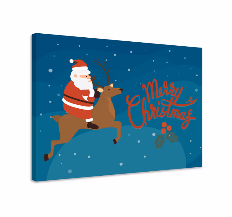 Tableau de noel Père noël avec un dessin de renne - TenStickers