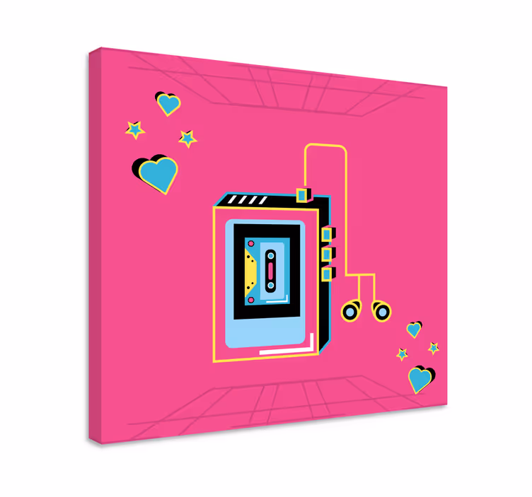 Tableau musique amour de cassette rétro - TenStickers