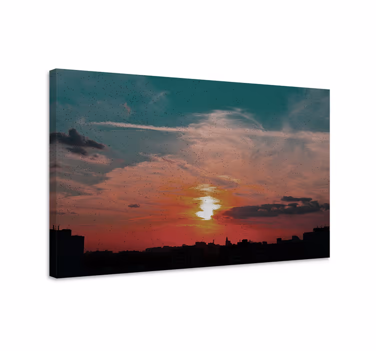 Tableau paysages skyline urbaine au crépuscule - TenStickers