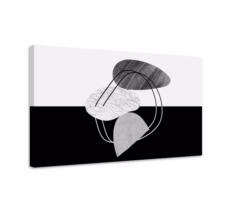 Tableau moderne Abstraction de pierre noire et blanche - TenStickers