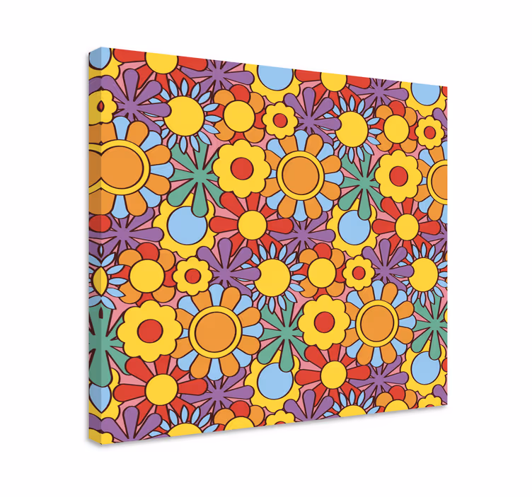 Tableau vintage Fleurs colorées avec fond violet - TenStickers