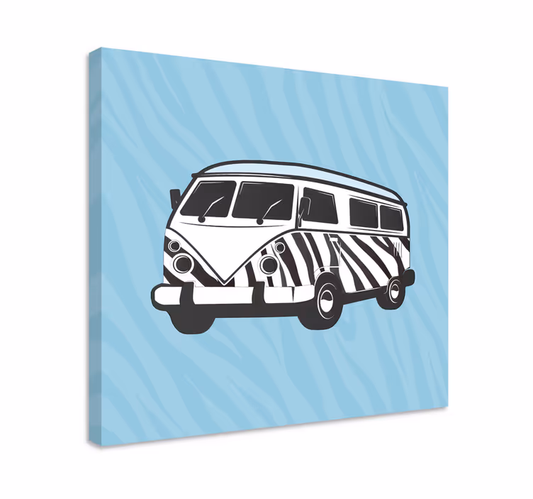 Tableau vintage Bus bleu clair avec sticker zébré - TenStickers