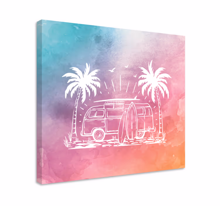 Tableau villes et pays van de surf rétro - TenStickers