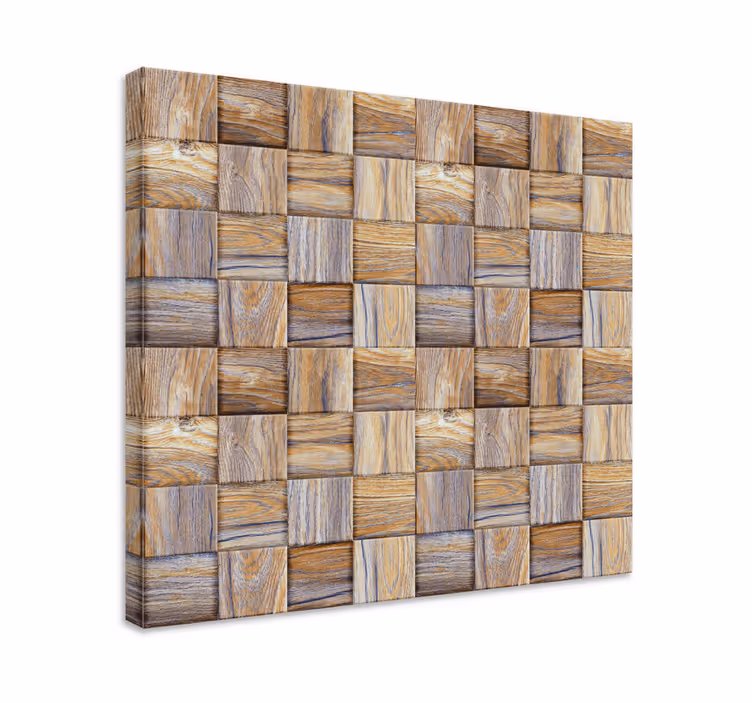 Tableau géométrique Mosaïque imitation bois des années 80 - TenStickers