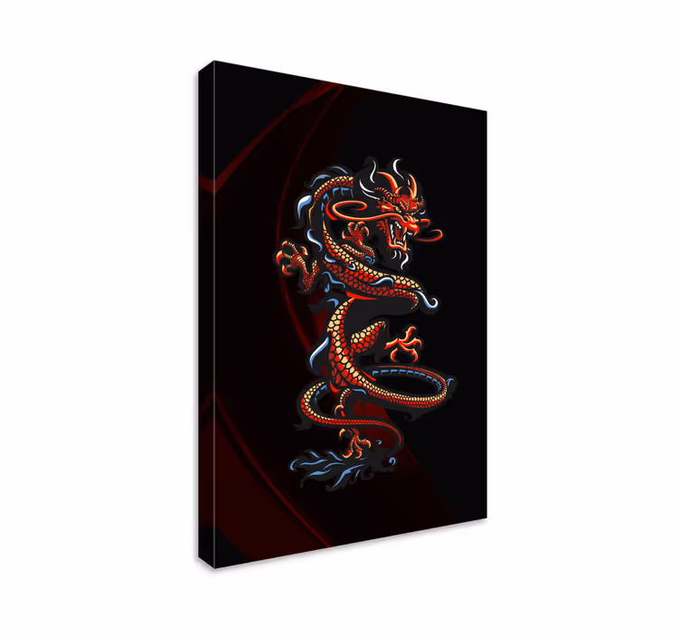 Tableau animal Dragon sombre recroquevillé - TenStickers