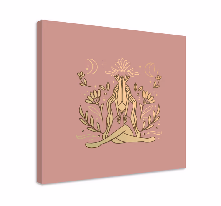 Tableau moderne Pose de yoga avec fleur de lotus - TenStickers