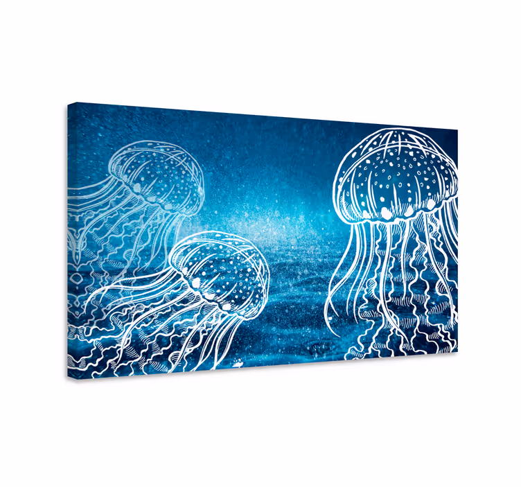 Tableau méduses bleues et blanches - TenStickers