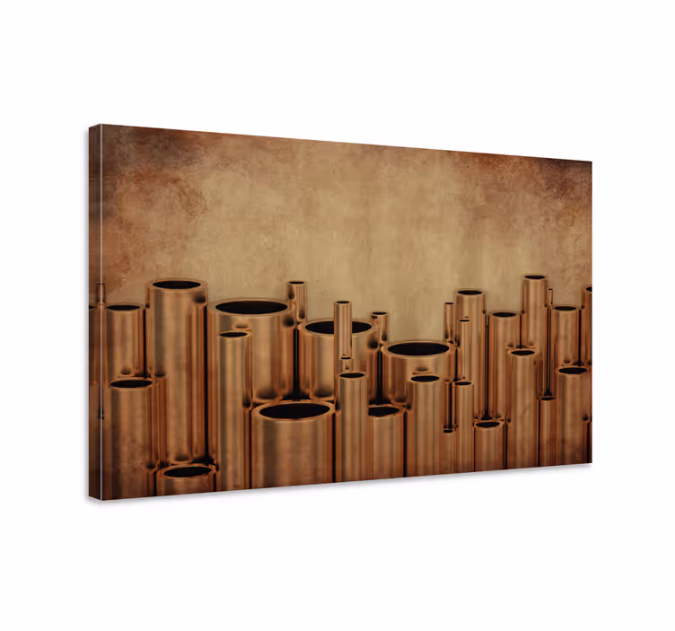 Tableau abstrait motif de tuyaux en cuivre - TenStickers