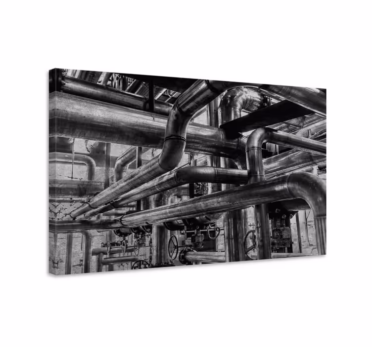 Tableau moderne Mur de béton industriel avec tuyaux - TenStickers