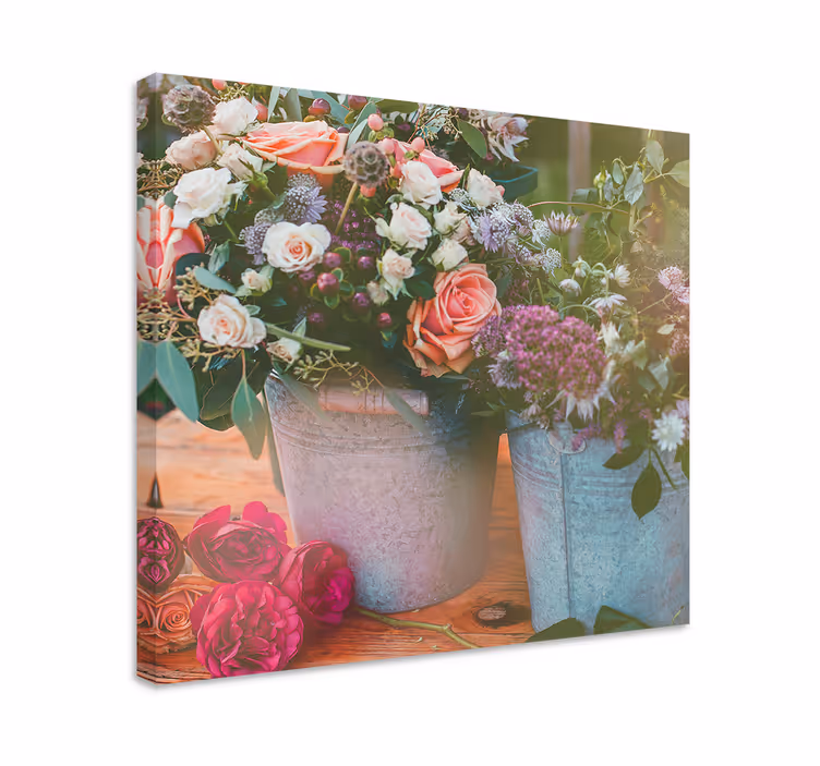Tableau fleurs et plantes présentoir de paniers fleuris - TenStickers