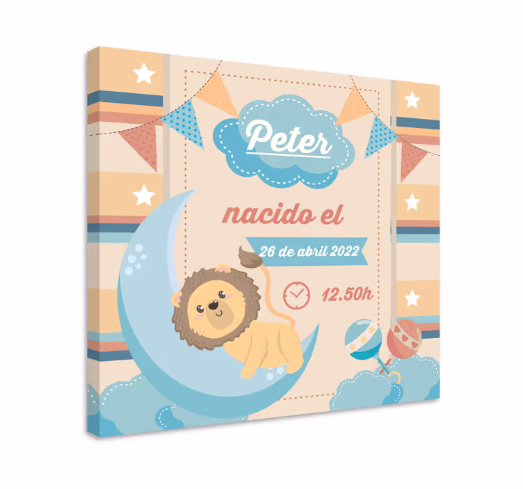 Tableau personnalisé Info naissance avec lyon - TenStickers