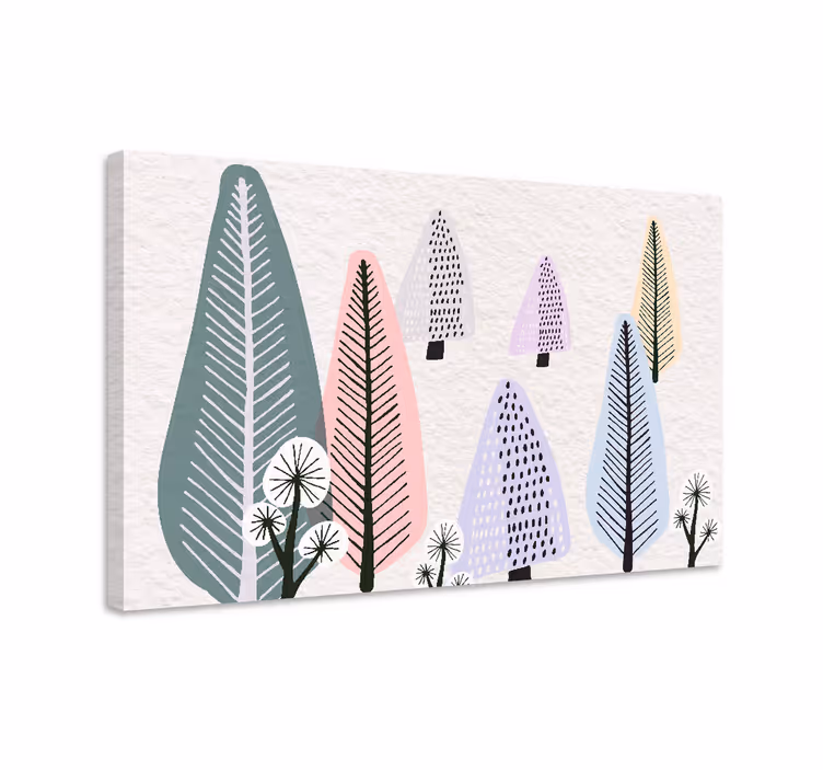Tableau arbres forêt colorée scandinave - TenStickers