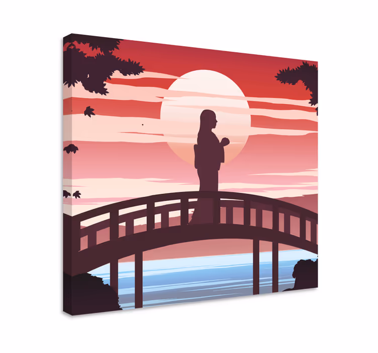 Tableau abstrait silhouette sur le pont - TenStickers