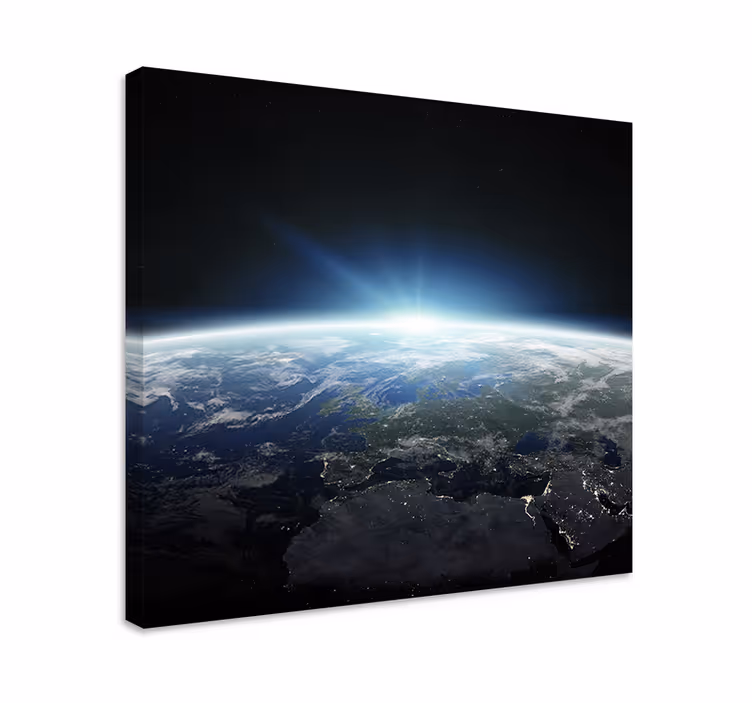 Tableau carte du monde vue de la terre depuis l'espace - TenStickers