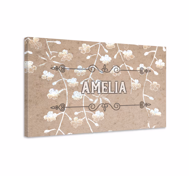 Tableau personnalisé décoration florale avec prénom - TenStickers