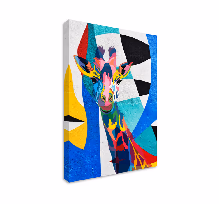 Tableau géométrique Girafe colorée abstraite - TenStickers