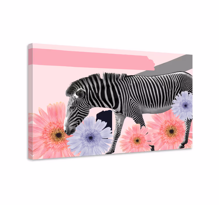 Tableau animaux zebra parmi les fleurs - TenStickers
