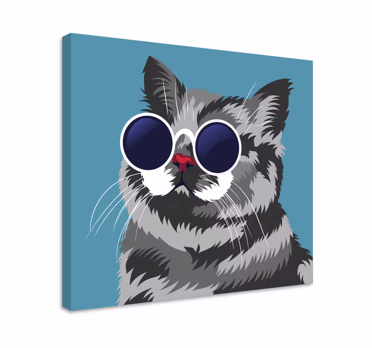 Tableau moderne tableau drôle d'un chat gris - TenStickers