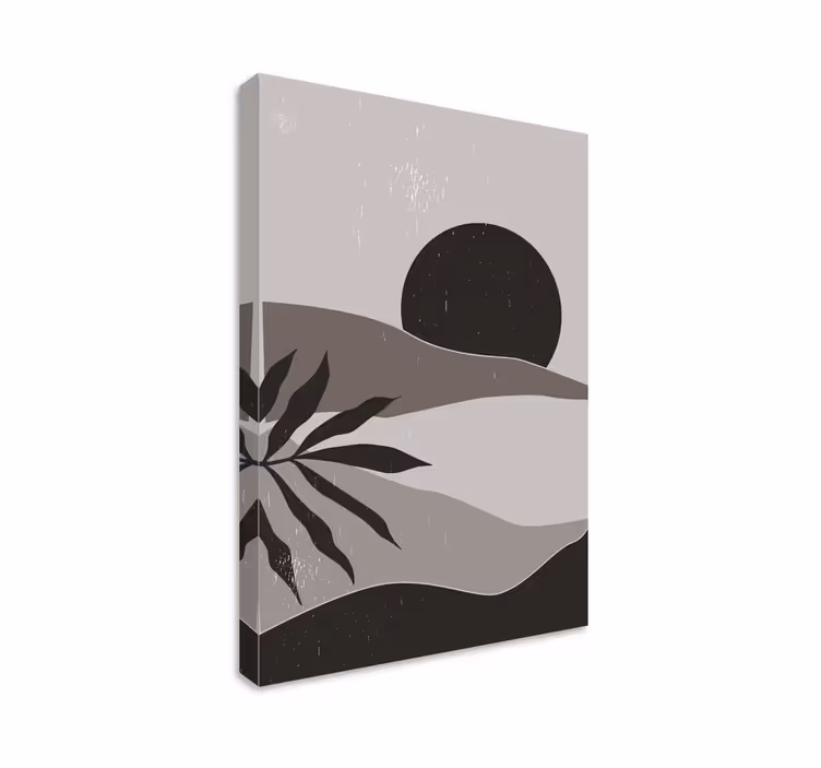 Tableau moderne Coucher de soleil noir et blanc dans le désert - TenStickers