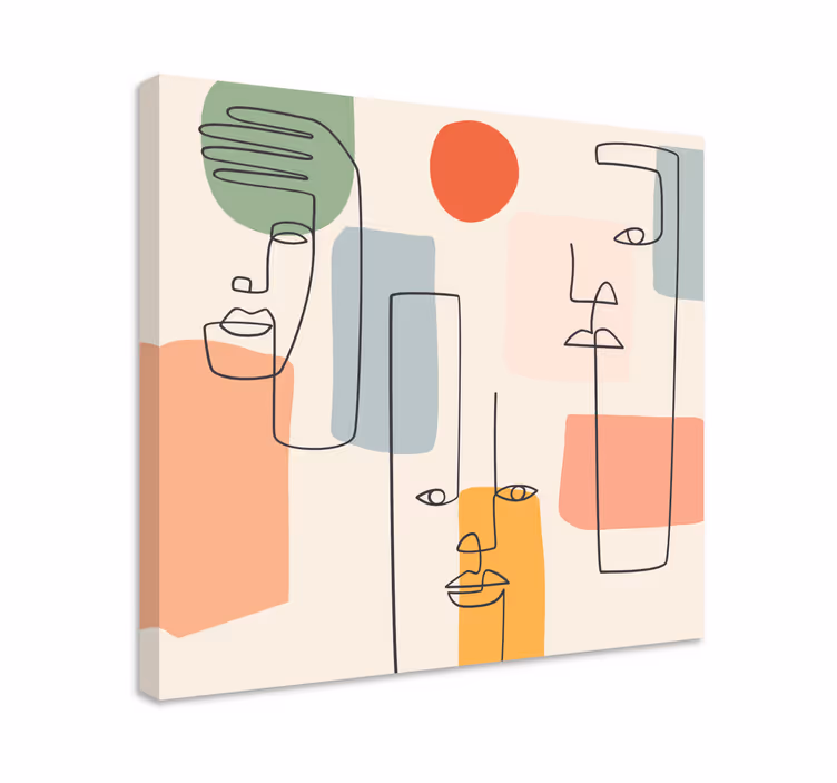 Tableau salon Art mural minimaliste avec des visages - TenStickers
