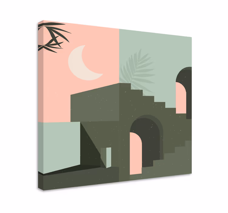 Tableau salon Abstrait rose et turquoise - TenStickers