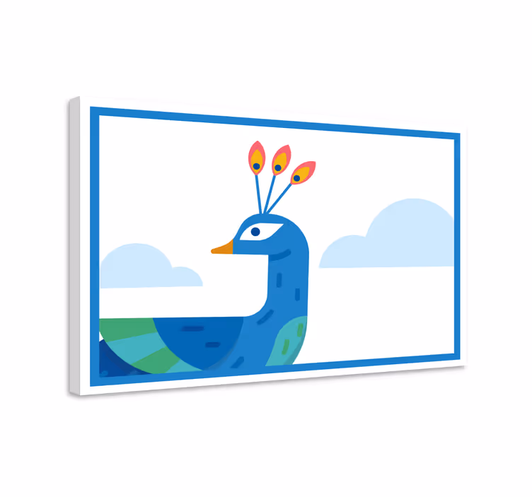 Tableau animaux paon bleu stylisé - TenStickers