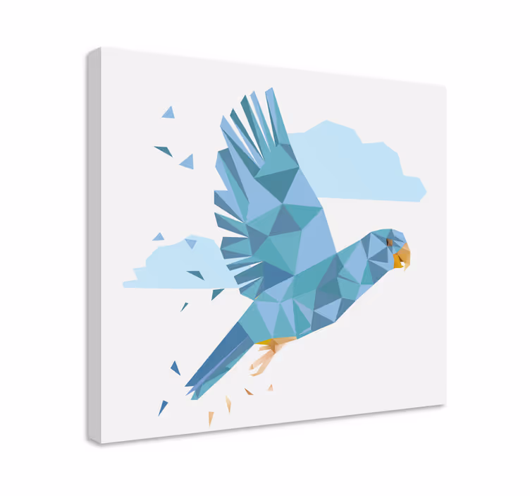 Tableau oiseaux Perroquet mignon bleu animaux géométriques - TenStickers