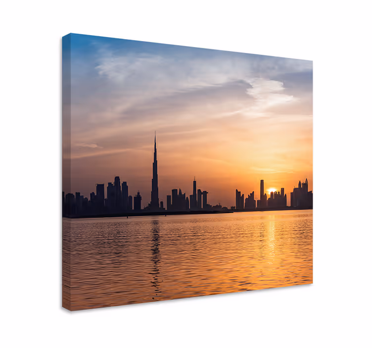 Tableau villes et pays horizon de dubaï au coucher du soleil - TenStickers