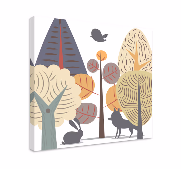Tableau pour chambre enfant Forêt heureuse pastel - TenStickers