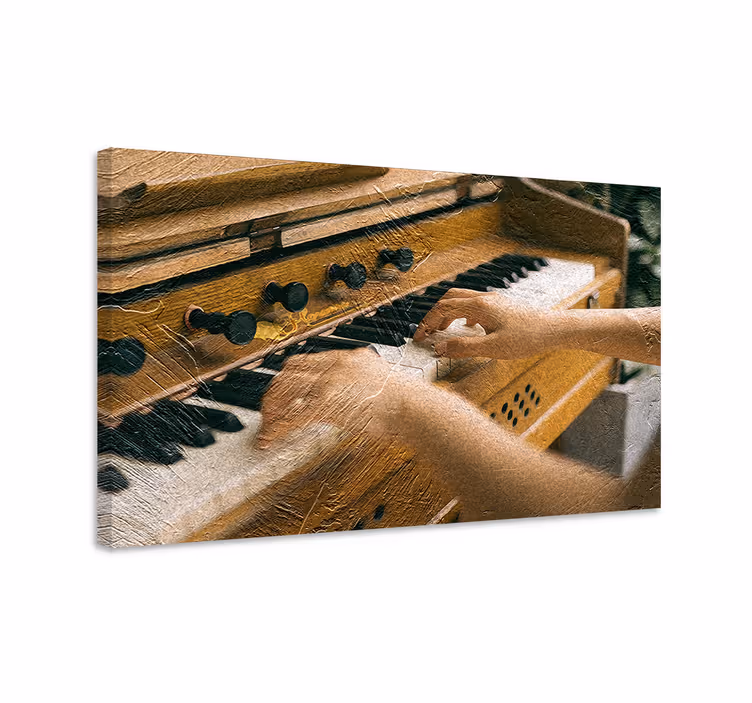 Tableau musique mains sur les touches - TenStickers