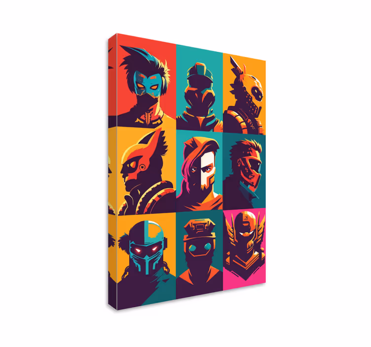 Cadre jeux vidéo personnages épiques pop art - TenStickers