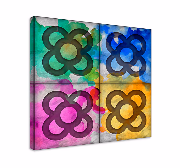 Tableau vintage carreaux quatre couleurs - TenStickers