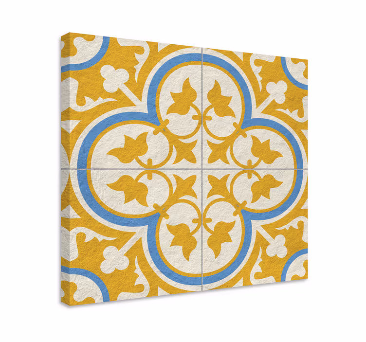 Tableau vintage carreau hydraulique jaune - TenStickers