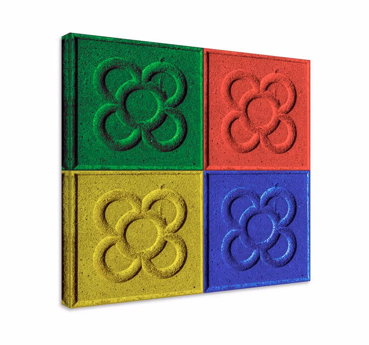 Tableau salon carreaux quatres couleurs pop - TenStickers