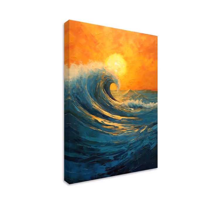Tableau paysage vague et lever de soleil - TenStickers