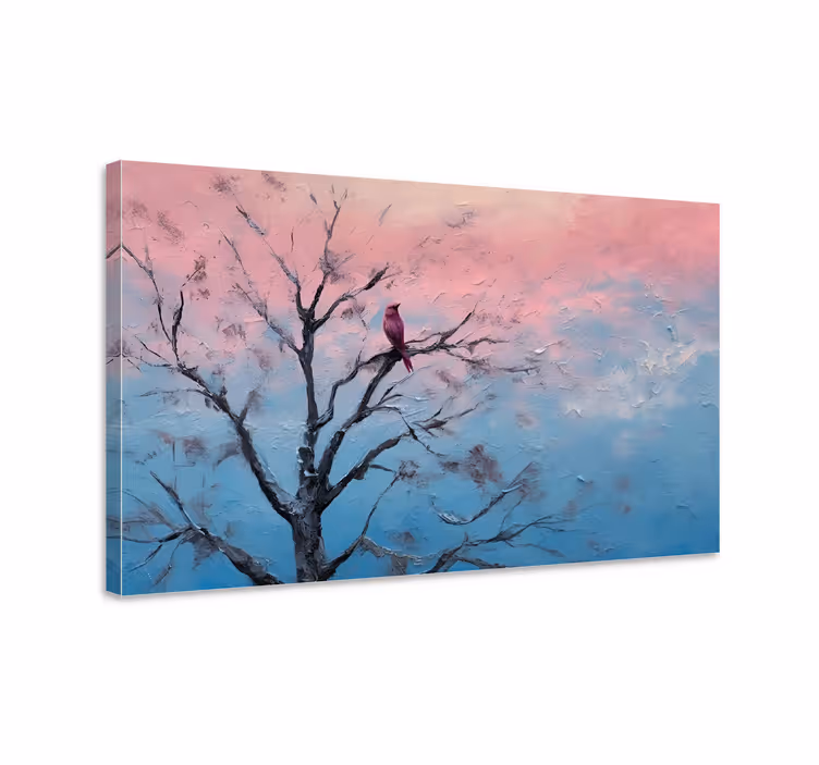 Tableau art oiseau sur arbre - TenStickers