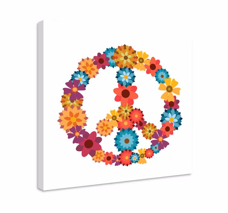Tableau fleurs symbole hippie - TenStickers