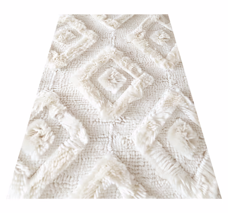 Tapis vinyle blanc motif de diamant - TenStickers