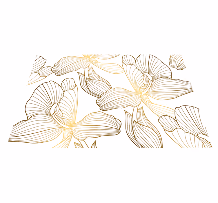 Tapis vinyle blanc fleurs dorées - TenStickers