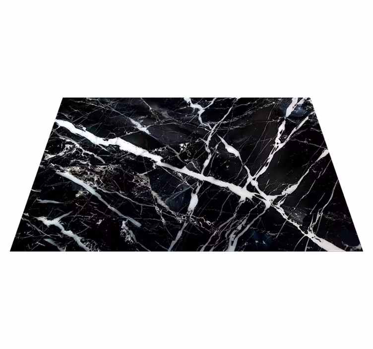 Tapis vinyle noir marbre aux nuances blanches - TenStickers