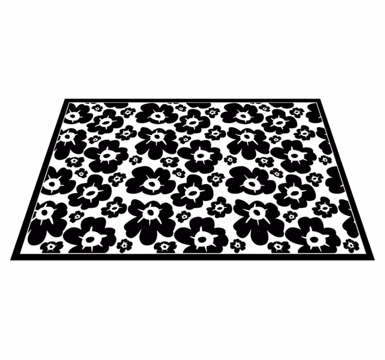 Tapis vinyle fleurs et plantes coquelicot noir - TenStickers