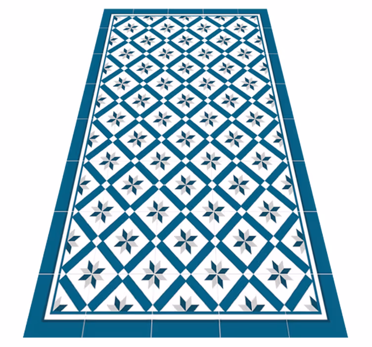Tapis vinyle cuisine bleu hydraulique - TenStickers