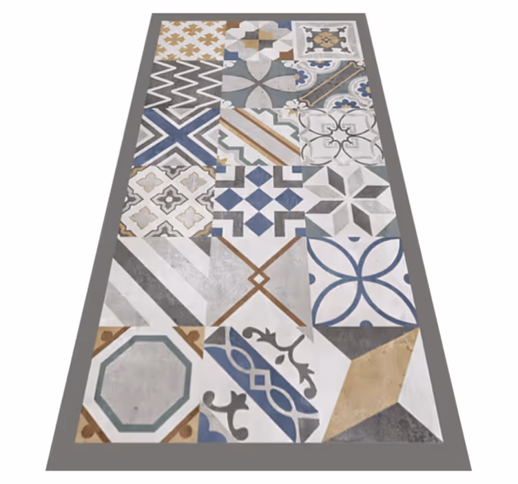 Tapis vinyle cuisine carreaux de ciment - TenStickers