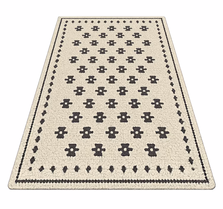 Tapis vinyle salon mosaïque de fleurs - TenStickers
