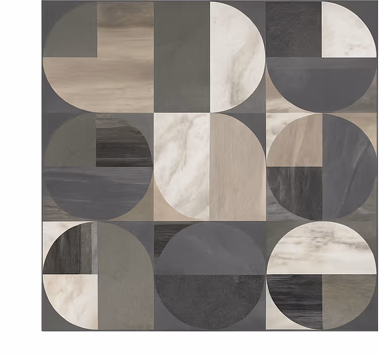 Tapis vinyle marbre motif en demi-cercle - TenStickers