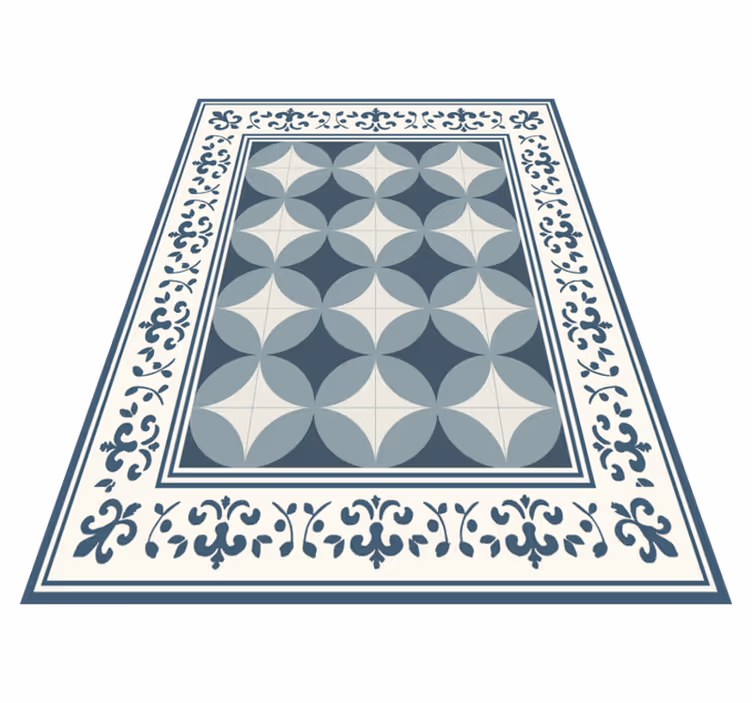Tapis vinyle carreaux de ciment motif bleu et blanc - TenStickers