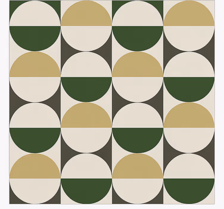 Tapis vinyle salle a manger motif circulaire du milieu du siècle - TenStickers