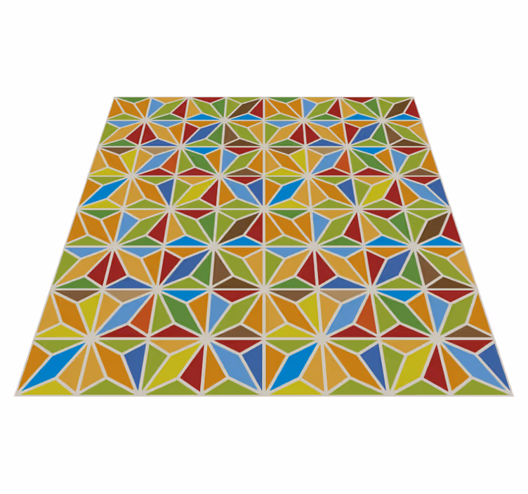 Tapis vinyle salle a manger tuile géométrique kaléidoscopique - TenStickers